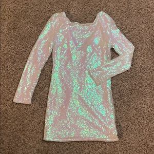 White sequin mini dress